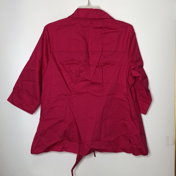 JMS Just my Size Pink Button Down Front Tie Front Top 1X 16W PLUS SIZE - Picture 7 of 7